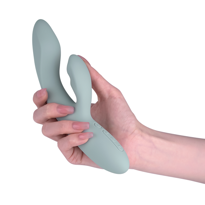 Vibrador de Doble Estimulación Flexible Chika Gris Turquesa Controlado por APP Global By Svakom