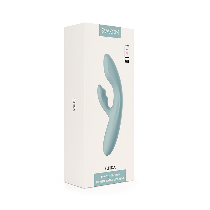 Vibrador de Doble Estimulación Flexible Chika Gris Turquesa Controlado por APP Global By Svakom