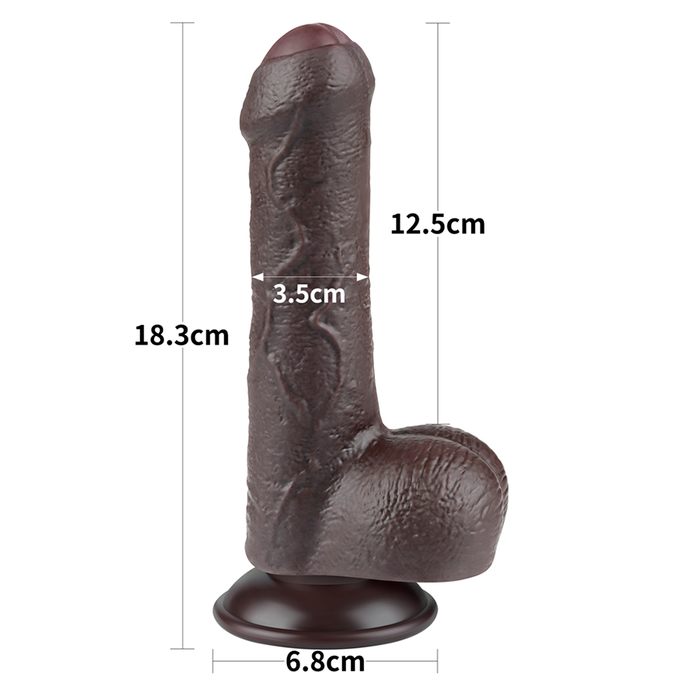 Dildo Realista 7'' Sliding Skin Dual Layer Dong Black