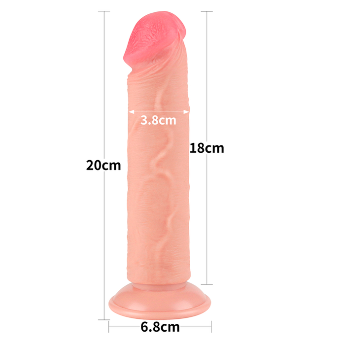 Dildo Realista 8'' Sliding Skin Dual Layer Dong Flesh