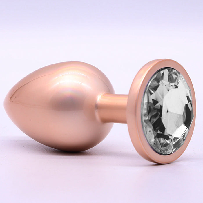 Jewelry Skin Anal Plug Gold Metal/Rose Talla S