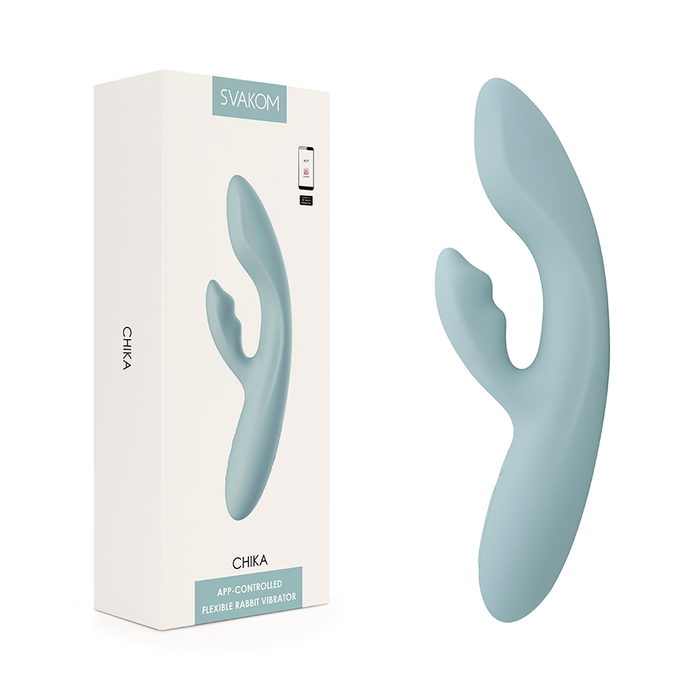 Vibrador de Doble Estimulación Flexible Chika Gris Turquesa Controlado por APP Global By Svakom