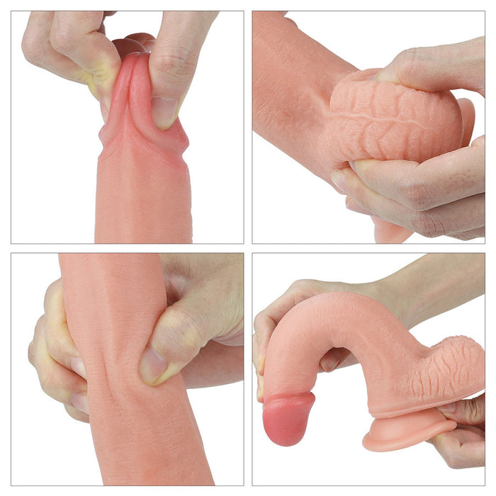 Dildo Dual Layered Liquid Silicone 8'' Flesh