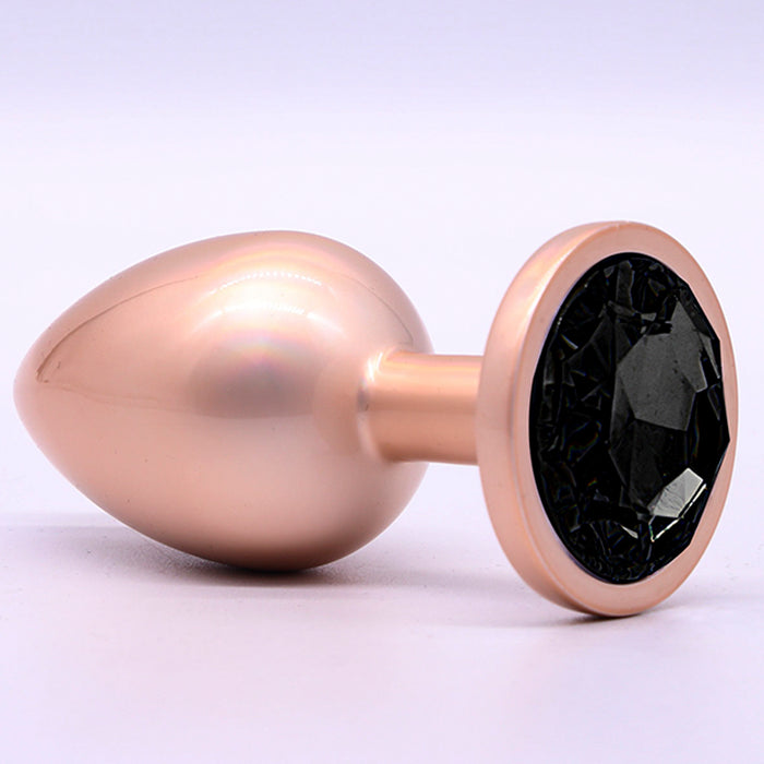 Jewelry Skin Anal Plug Gold Metal/Rose Talla S