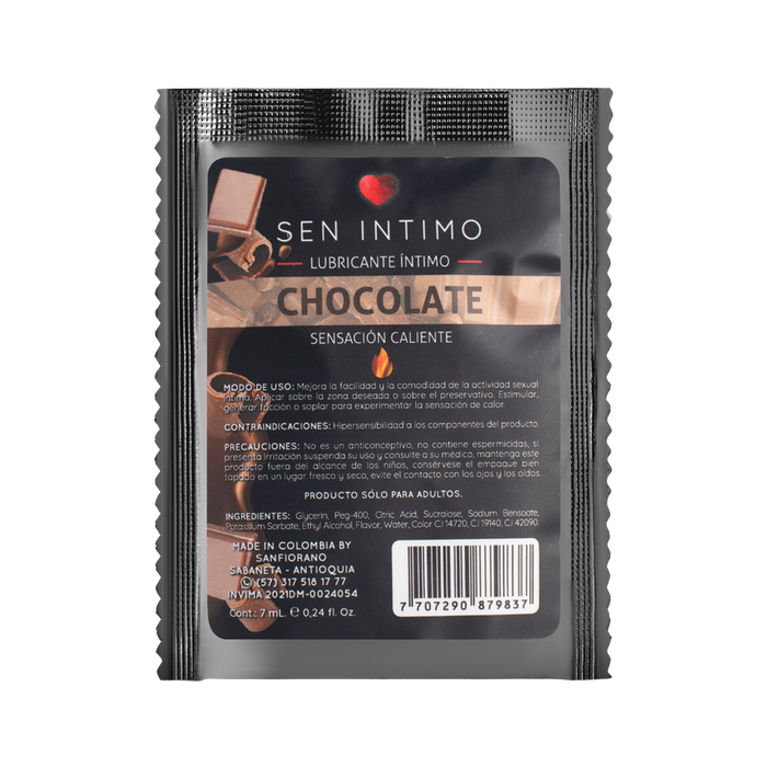 Lubricante Íntimo Chocolate Sachet Sensación Caliente x 7 ml by Sen Íntimo