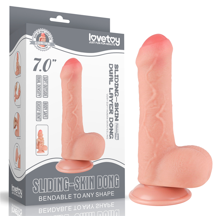 Dildo Realista 7'' Sliding Skin Dual Layer Dong