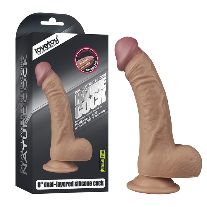 Dildo 8'' Dual Layered Silicone Flesh