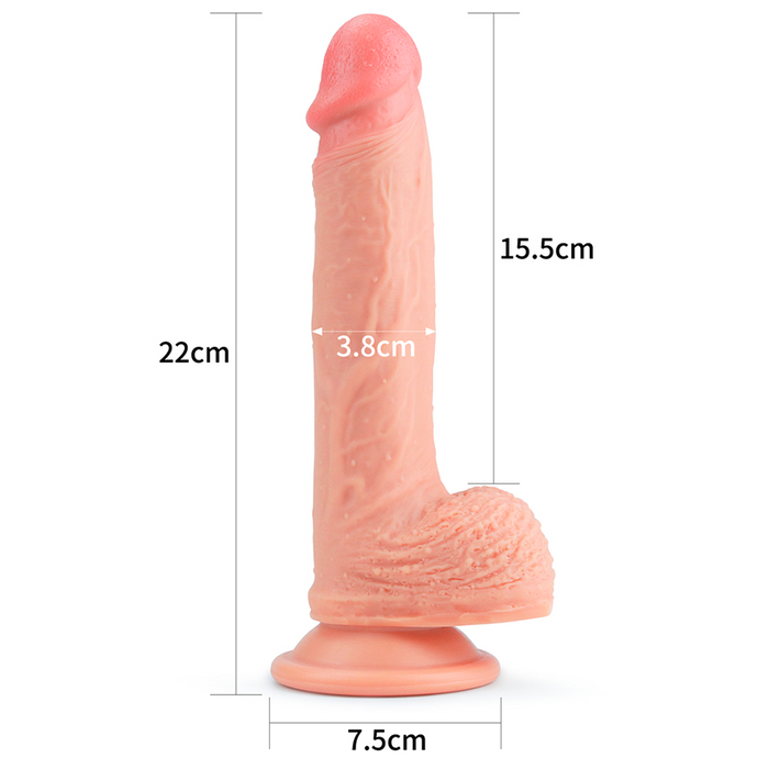 Dildo Dual Layered Platinum Silicone Flesh 8.5''